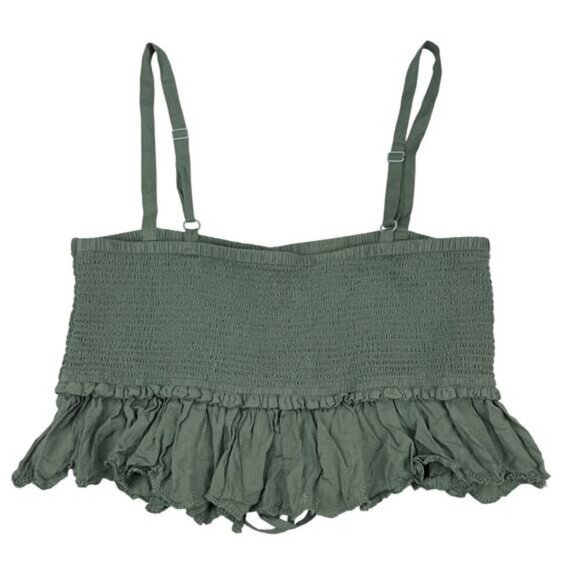 WILFRED Aritzia Dareau Smocked Ruffle Hem Crop Tank Sz Medium - Picture 6 of 6